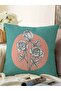 Turquoise Powder Background Rose Motif Raschel Knitted Pillow Throw Pillow Cover