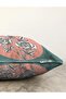 Turquoise Powder Background Rose Motif Raschel Knitted Pillow Throw Pillow Cover - 3