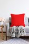 Plain Red Colored Digital Printed Raschel Knitted Pillow Throw Pillow Cover - 2