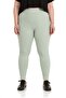 Large Size Ribbed Elastic Waist Ankle Length Green Leggings