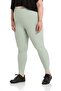 Large Size Ribbed Elastic Waist Ankle Length Green Leggings - 5