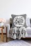 Black and White Plaid Home Sweet Home Modern Raschel Knitted Pillow Throw Pillow Cover - 2