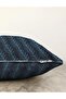 Navy Blue Marbling Art Digital Printed Modern Raschel Knitted Pillow Throw Pillow Cover - 3
