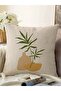 Cream Background Tropical Leaf Motif Raschel Knitted Pillow Throw Pillow Cover