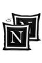 Black Background White Framed Letter N Digital Printed Suede Pillow Cushion Cover - 2
