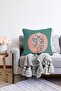 Turquoise Powder Background Rose Motif Raschel Knitted Pillow Throw Pillow Cover - 2