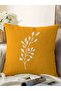 Mustard Background White Floral Design Raschel Knit Pillow Cushion Cover
