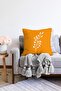 Mustard Background White Floral Design Raschel Knit Pillow Cushion Cover - 2