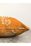 Mustard Background White Floral Design Raschel Knit Pillow Cushion Cover - 3