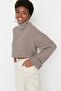 Kahverengi Crop Basic Triko Kazak TWOAW22KZ0223 - 4