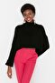 Siyah Crop Basic Triko Kazak TWOAW22KZ0223 - 2