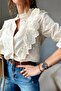 Women's Ecru Scallop Shirt - 2