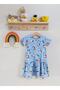 Girl's Summer Blue Snoopy Printed Combed Cotton Dress