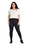 Large Size Elastic Waist Ankle Length Navy Blue Tights - 2