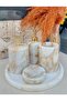 Light Sugar - White with Yellow Transition Natural Marble Bathroom Set of 5