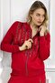 Large Size Women's Two Thread Cotton Tracksuit Set with Red Leopard Crystal Stones - 2