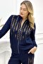 Leopard Crystal Stone Plus Size Women's Two Thread Cotton Tracksuit Set - 4
