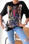 Women's Leaf Girl Printed Design Cotton T-Shirt - 3