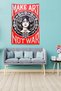 Red Make Art Not War Stain Resistant Velvet Fabric Wall Cloth Wall Carpet Tapestry - 3