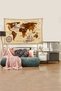 Beige-brown World Map Patterned Stain Resistant Velvet Fabric Wall Cloth Wall Carpet Tapestry - 3