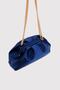Navy Blue Women's Satin Fabric Chain Shoulder Bag - 3