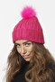 75 Jewelled Folded Pompom Knitted Beanie - Fuchsia - 3