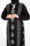 Women's Black Şile Cloth Long Sleeve Dress - 3