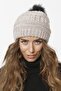 91 Fur Pompom Lined Knitted Beanie - Stone