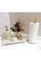 Light Sugar - Natural Marble Bathroom Set | One Piece Tray | Gold Top Footed | Gold Towel Holder | 5's