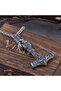 Thor Scandinavian Mjollnir Othila Knitted Chain with Engraving Accessories Gray 316L Men's Steel Necklace - 3