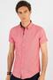 Slim Fit Short Sleeve Shirt Collar Oxford Texture Garnished Sports Men's Shirt
