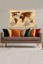 Beige-brown World Map Patterned Stain Resistant Velvet Fabric Wall Cloth Wall Carpet Tapestry