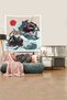Beige Samurai Cats Stain Resistant Velvet Fabric Wall Cloth Wall Carpet Tapestry - 5