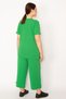 Women's Green Camisole Knitted Elastic Waist Wide Leg Trousers V-Neck Blouse Suit 65N32939 - 4