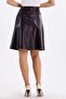 Burgundy Leather Skirt - 5