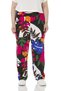 Large Size Patterned Woven Viscose Multi-Colored Trousers with Elastic Waist Pockets