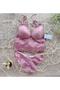 Dantelli Bralet Pembe Takım
