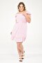 Large Size Women's Comfortable Comfort Model Flower Pattern Dress with Elastic Neckline Circumference - Pink - 3
