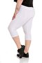 Elastic Waist Karyoka Stitched Below the Knee White Tights - 3