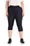 Large Size Elastic Waist Karyoka Stitched Below the Knee Navy Blue Women's Tights