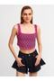 10212 Curved Front Strap Knitwear Undershirt-fuchsia