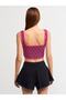 10212 Curved Front Strap Knitwear Undershirt-fuchsia - 3