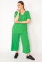 Women's Green Camisole Knitted Elastic Waist Wide Leg Trousers V-Neck Blouse Suit 65N32939 - 2