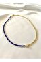 Dark Blue Gold Bead Necklace with Heart - 2