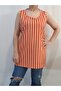 Orange and White Striped Strap Combed Cotton Viscose T-Shirt - 3