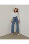 All Star Women's Medium Blue Snow Super High Waist Loose Leg Denim Jeans Palazzo Trousers