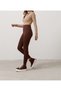 Dark Brown Corded Fabric High-Waist Sculpting Sports Leggings - 3