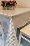 Cream Patterned Imported PVC Oilcloth - Wipeable Table Cloth