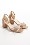 Mess Beige Luxury Suede Strappy Heeled Sandals