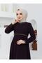 Summer Mevlana Model Flared Abaya and Topcoat with Patterned Sleeves and Waist - 4